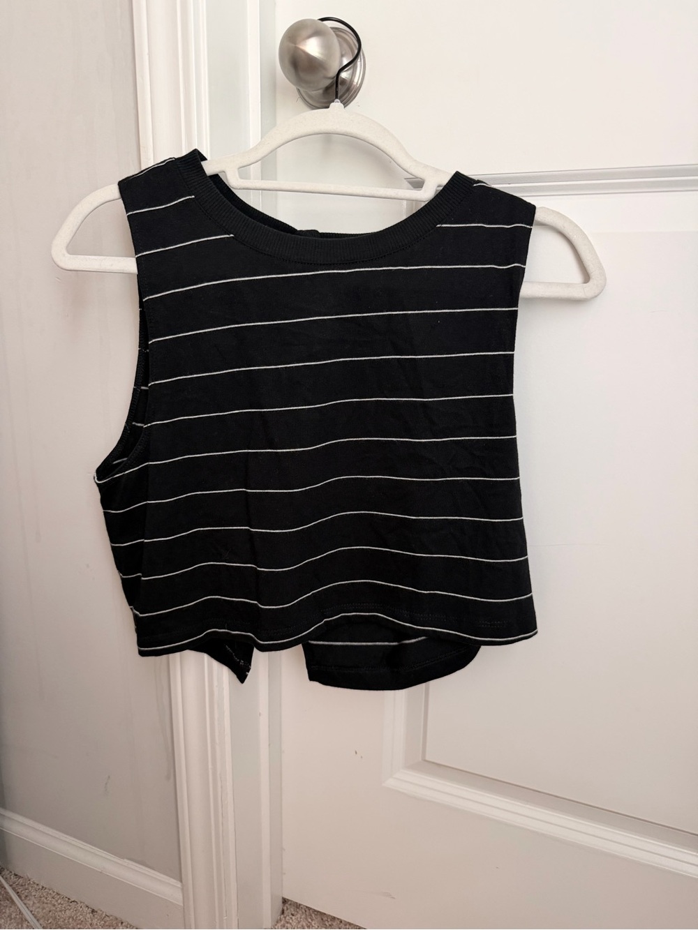 NWT INTERMIX Size Small Striped Black Cropped Muscle Tank Top